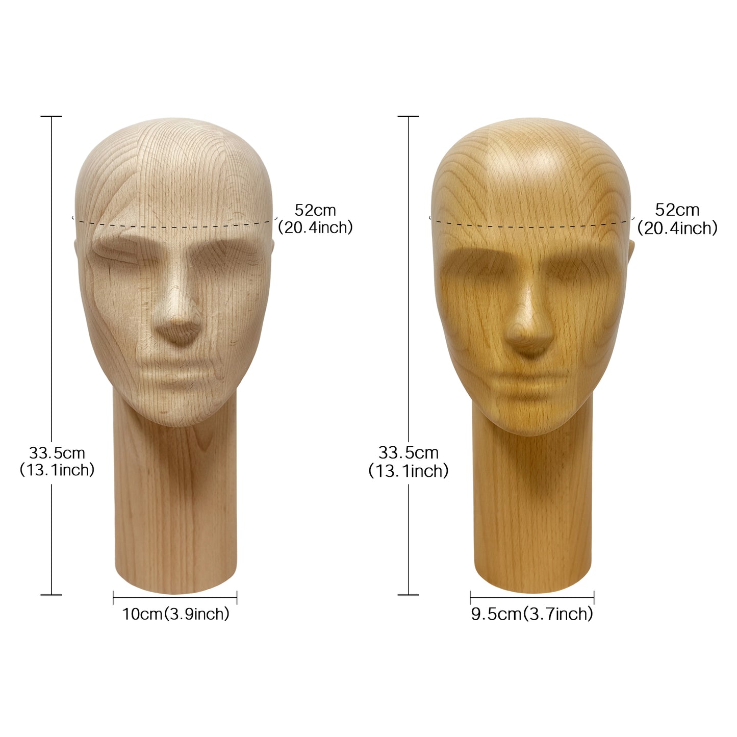 DE-LIANG Deluxe Wooden Mannequin – Male Beech Wood Display Figures with Realistic Head/Nose/Mouth