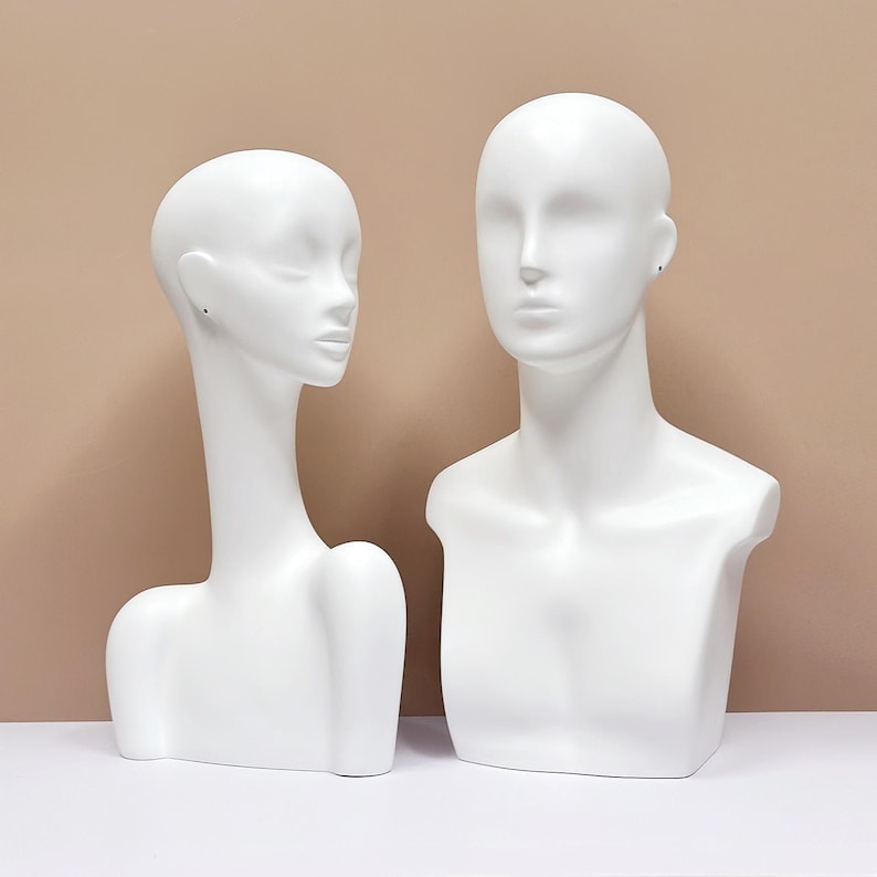 DE-LIANG Luxury Male Mannequin Head – White Model Head for Hair/Sunglasses Display/Accessories