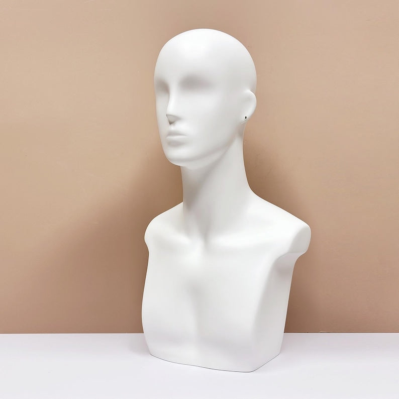 DE-LIANG Luxury Male Mannequin Head – White Model Head for Hair/Sunglasses Display/Accessories