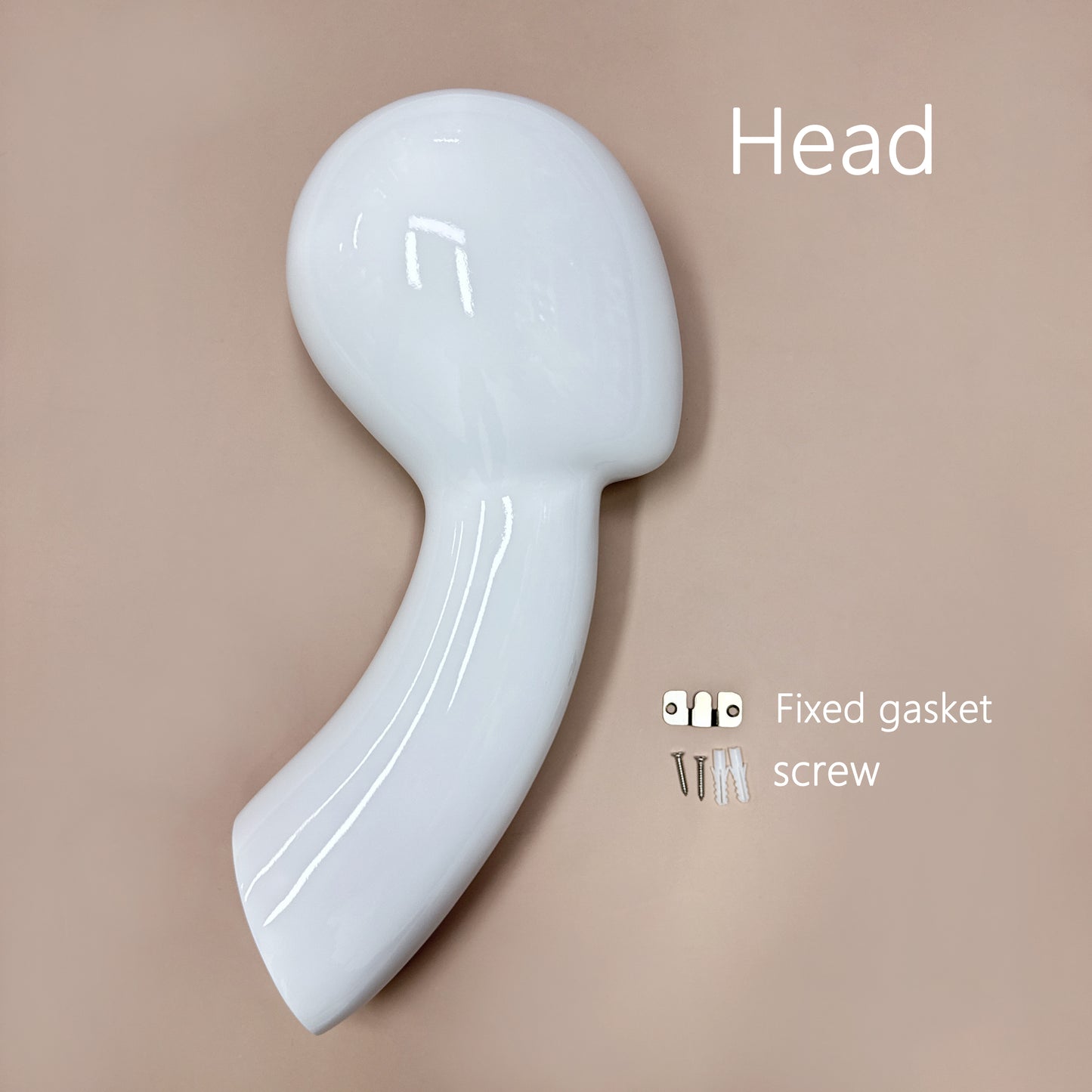 DE-LIANG Wall-Mounted Glossy White Fiberglass Head – Mannequin Head for Wig/Hat & Accessory Display 1PC