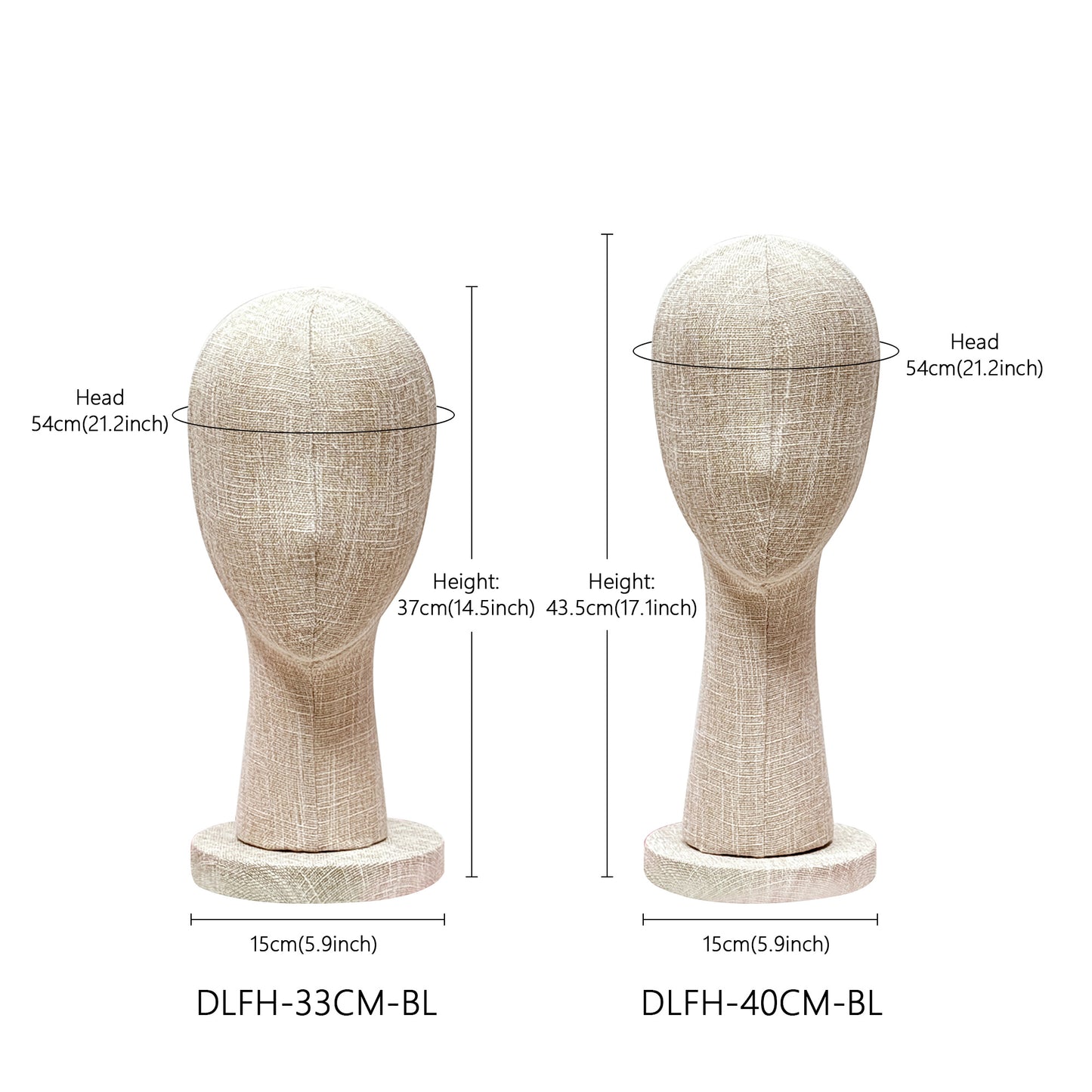 DE-LIANG Bamboo Linen Fabric Mannequin Head – Display Stand for Wigs/Hats /Jewelry