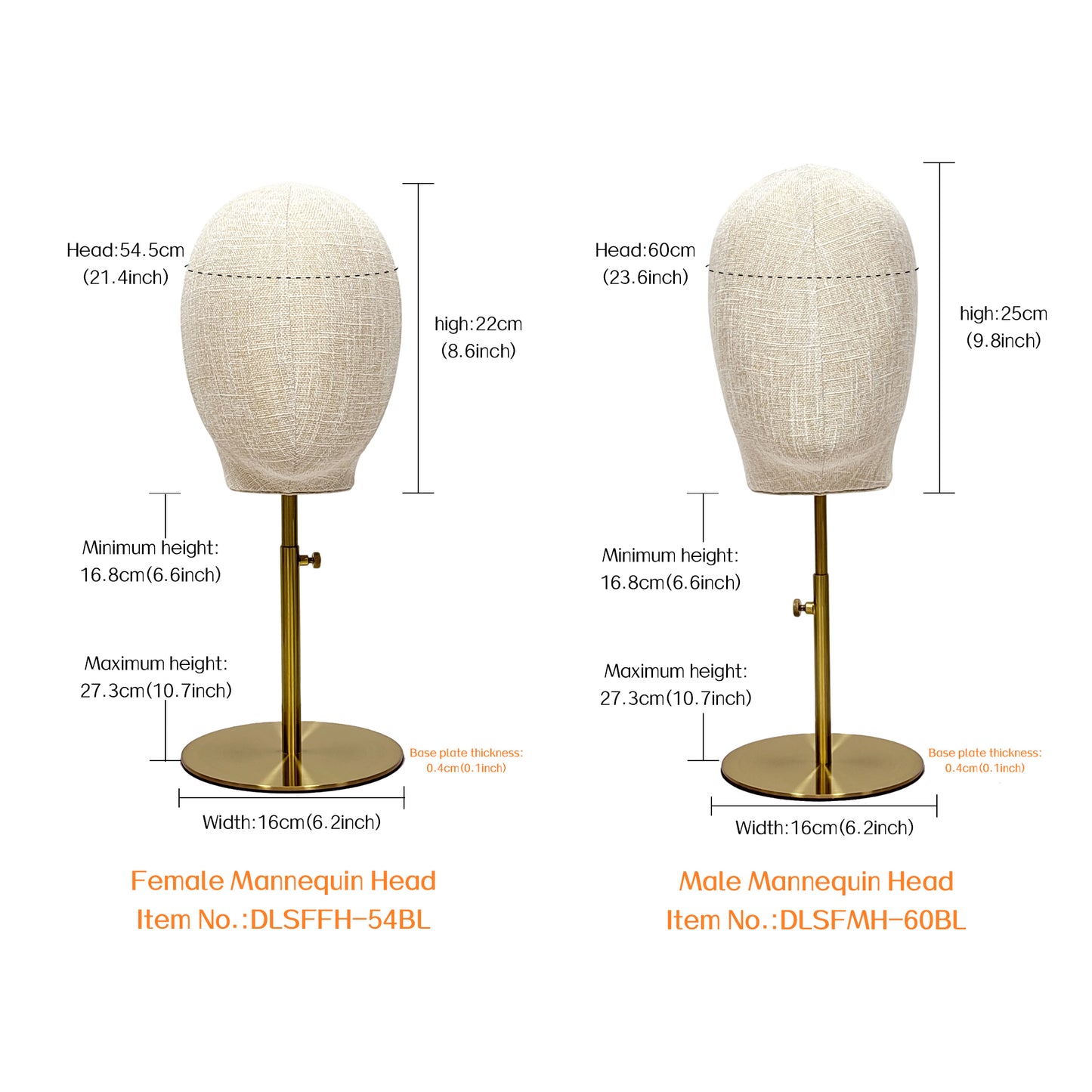 DE-LIANG Fabric Mannequin Head With Stand – Bamboo Linen Display Stand for Wigs/Hats /Jewelry
