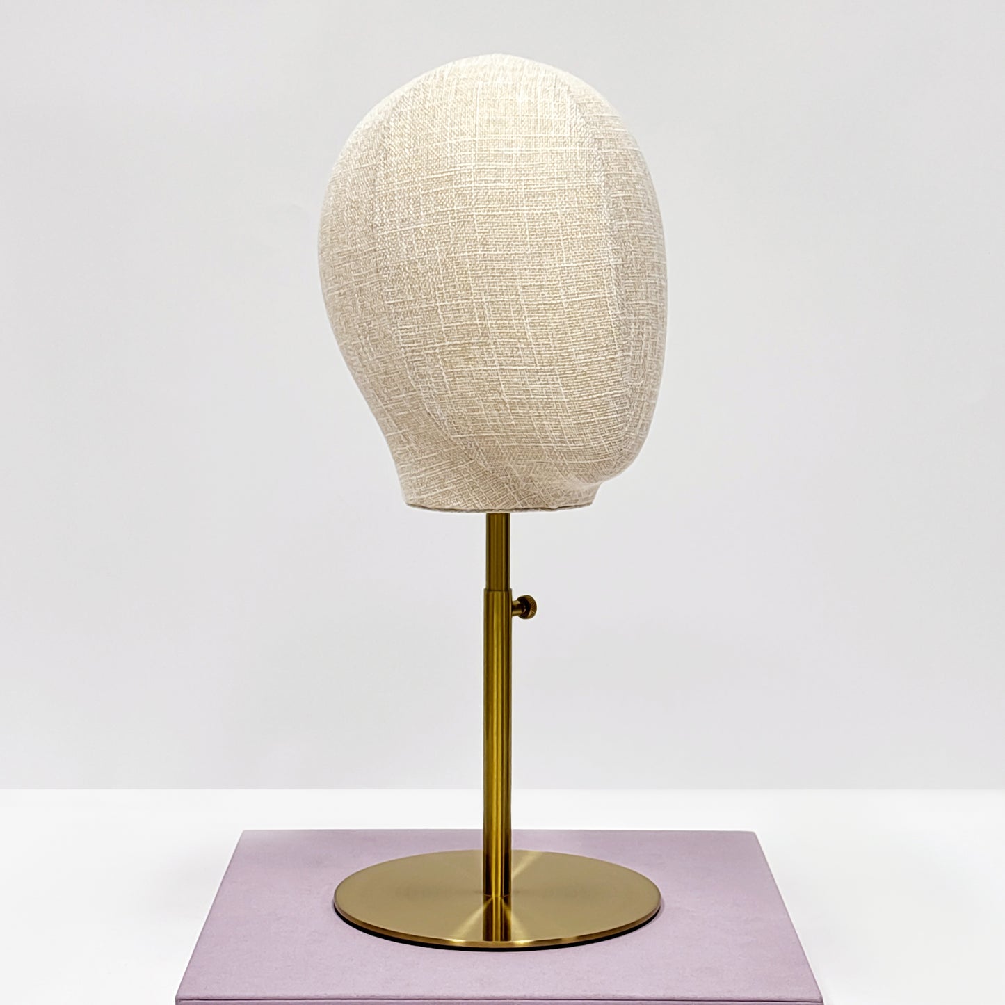 DE-LIANG Fabric Mannequin Head With Stand – Bamboo Linen Display Stand for Wigs/Hats /Jewelry