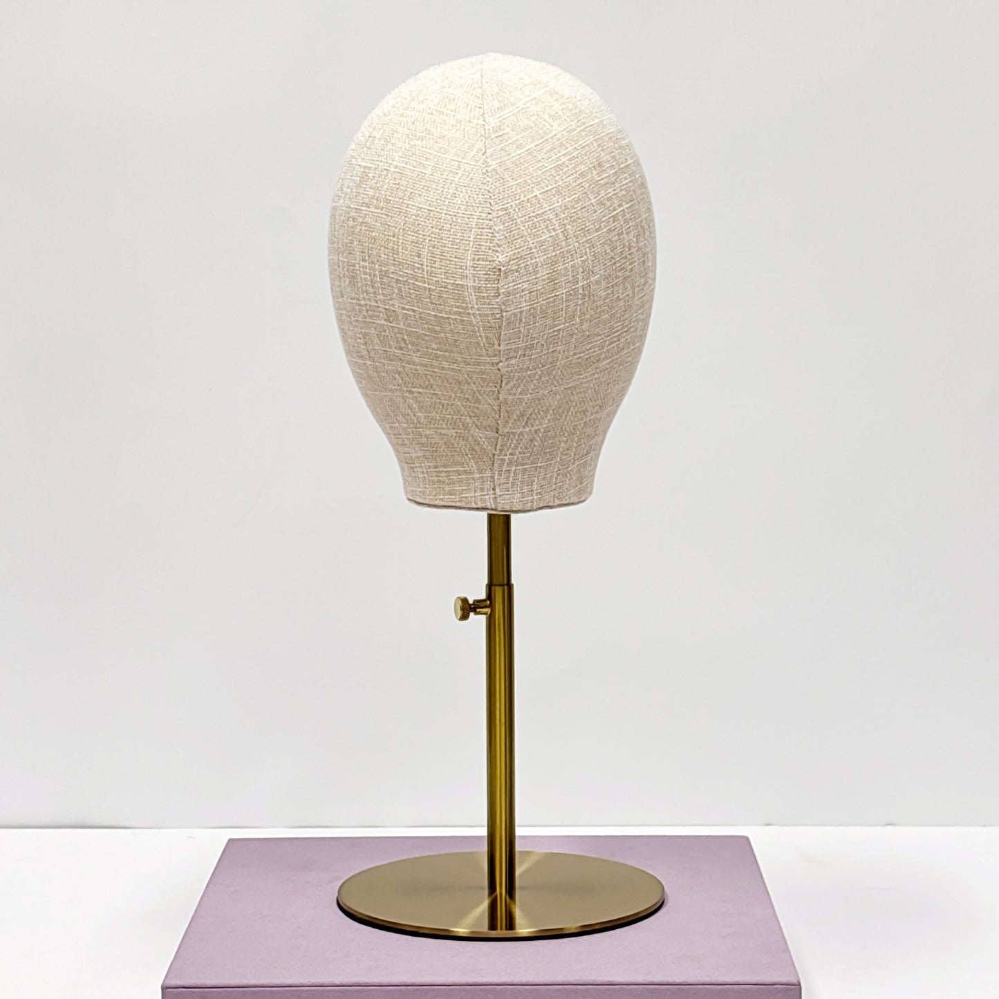 DE-LIANG Fabric Mannequin Head With Stand – Bamboo Linen Display Stand for Wigs/Hats /Jewelry