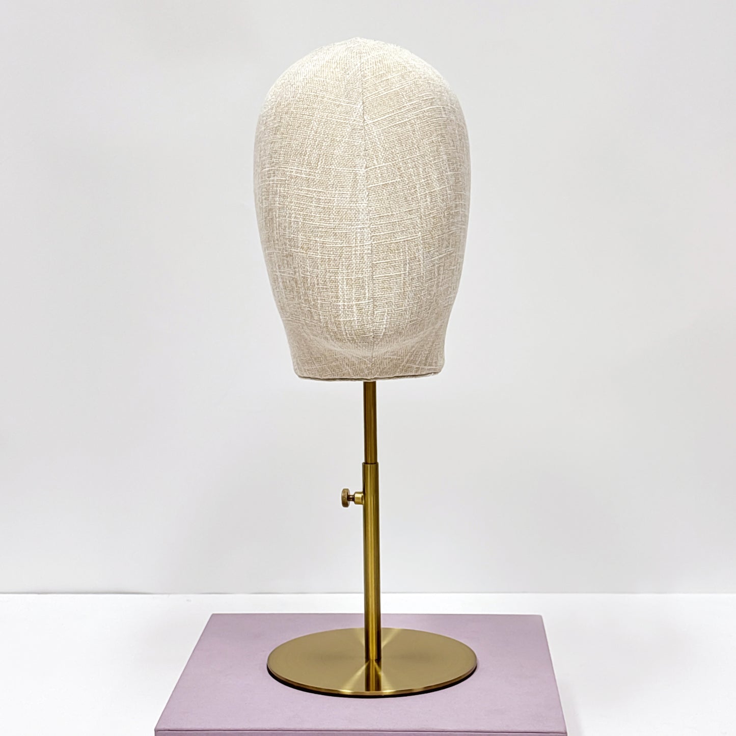 DE-LIANG Fabric Mannequin Head With Stand – Bamboo Linen Display Stand for Wigs/Hats /Jewelry