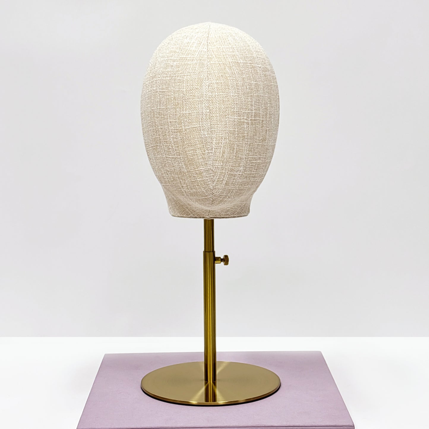 DE-LIANG Fabric Mannequin Head With Stand – Bamboo Linen Display Stand for Wigs/Hats /Jewelry