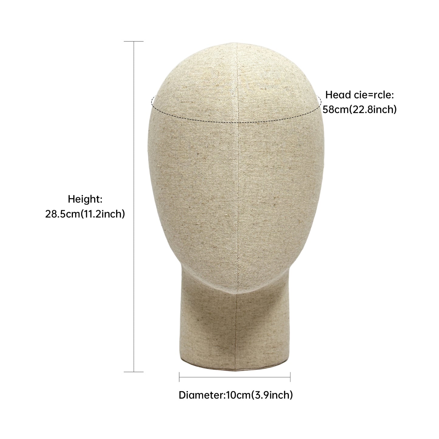 DE-LIANG Fiberglass Mannequin Head – Linen-Covered Head for Wigs/Hats/Scarves