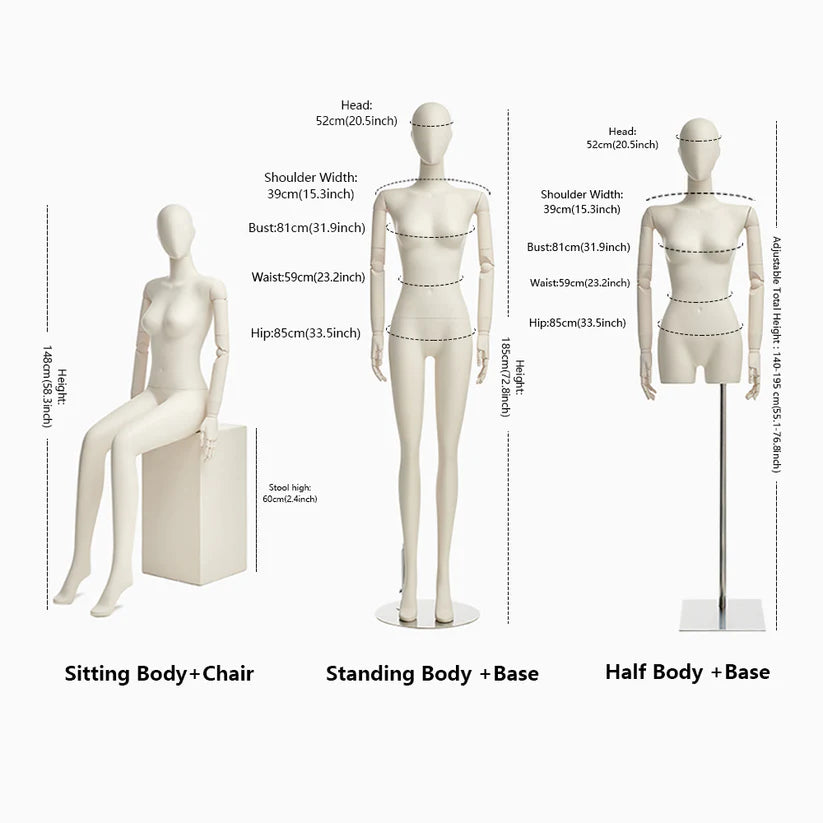 DE-LIANG Full Body Female Mannequin Torso – Premium Dress Form for Clothing & Wig Display