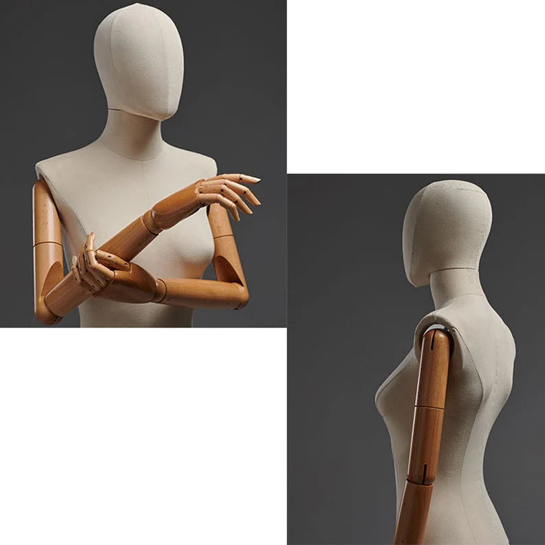 DE-LIANG Full Body Mannequin – Male & Female Dress Form with Wooden Arms