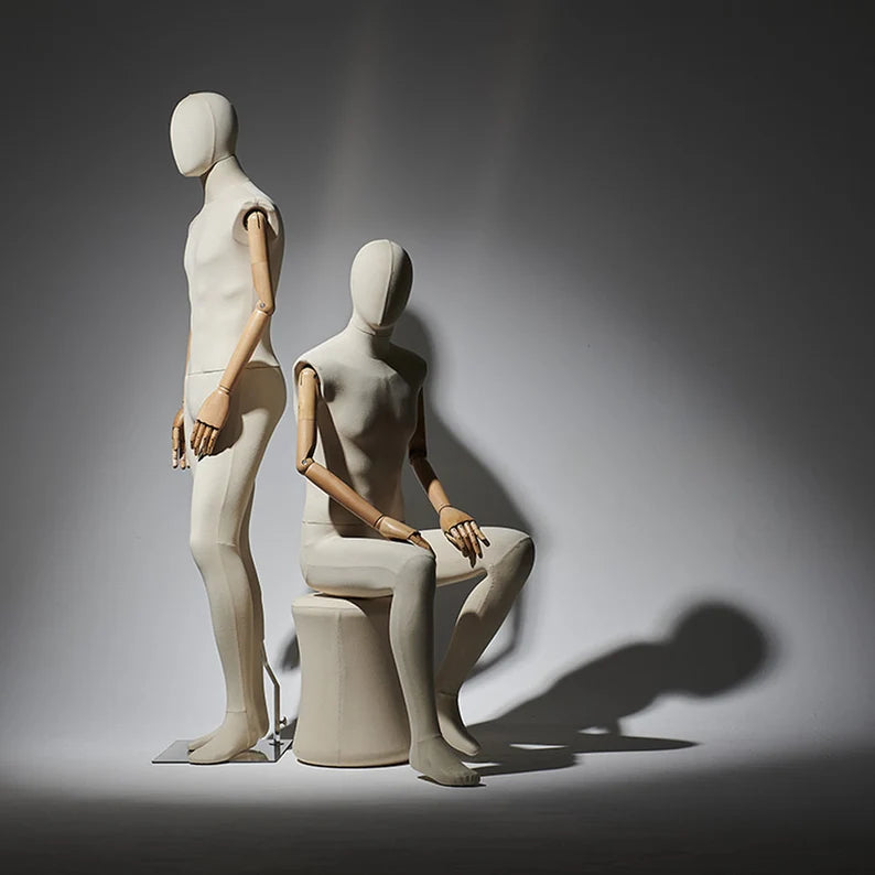 DE-LIANG Full Body Mannequin – Male & Female Dress Form with Wooden Arms