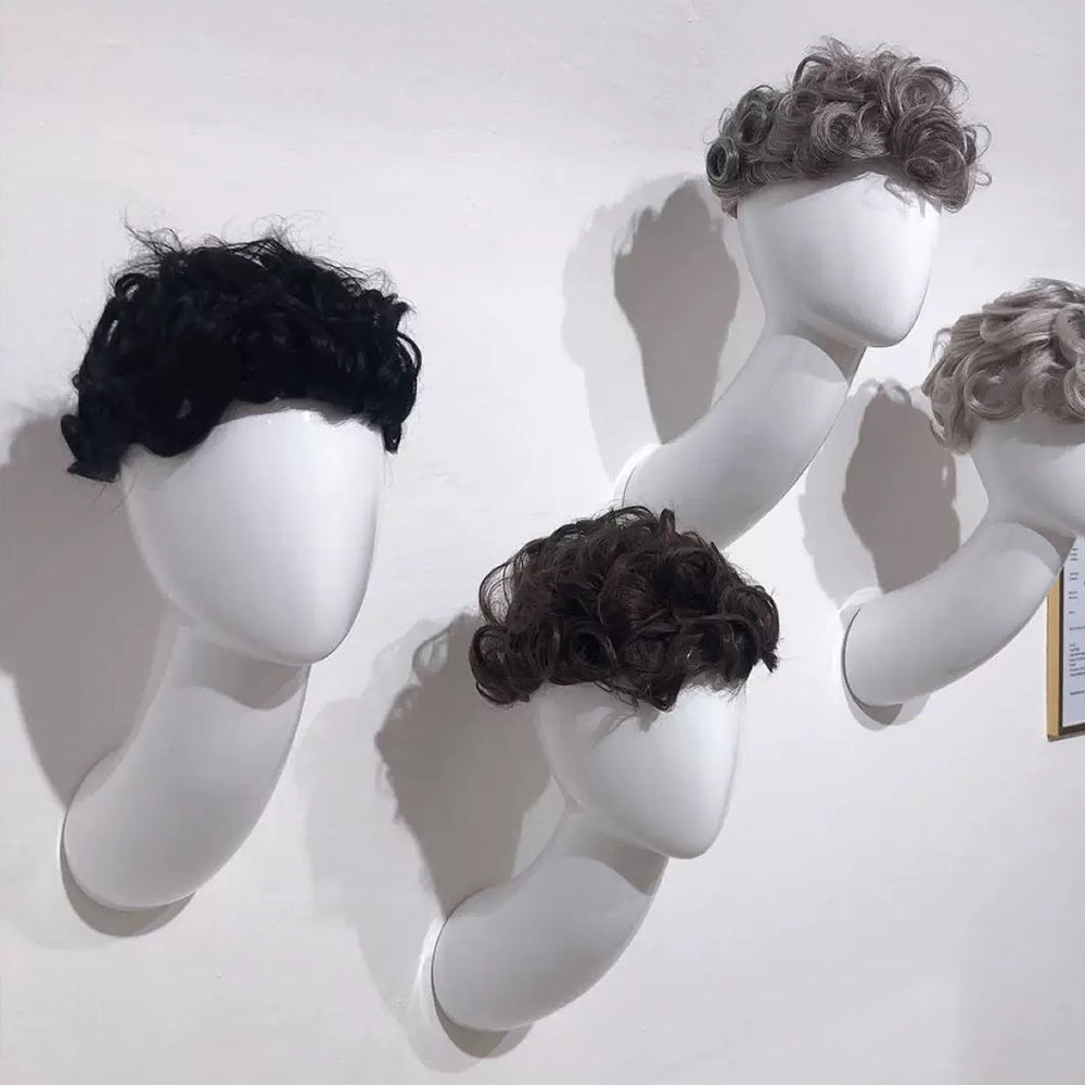 DE-LIANG Wall-Mounted Glossy White Fiberglass Head – Mannequin Head for Wig/Hat & Accessory Display 1PC