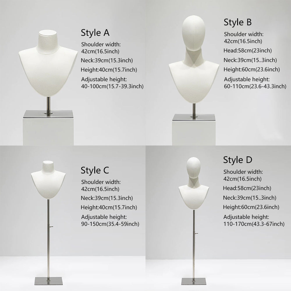 DELIANG Bamboo Linen Jewelry Display Bust – Tabletop & Floor Necklace Stand for Window Accessories Display