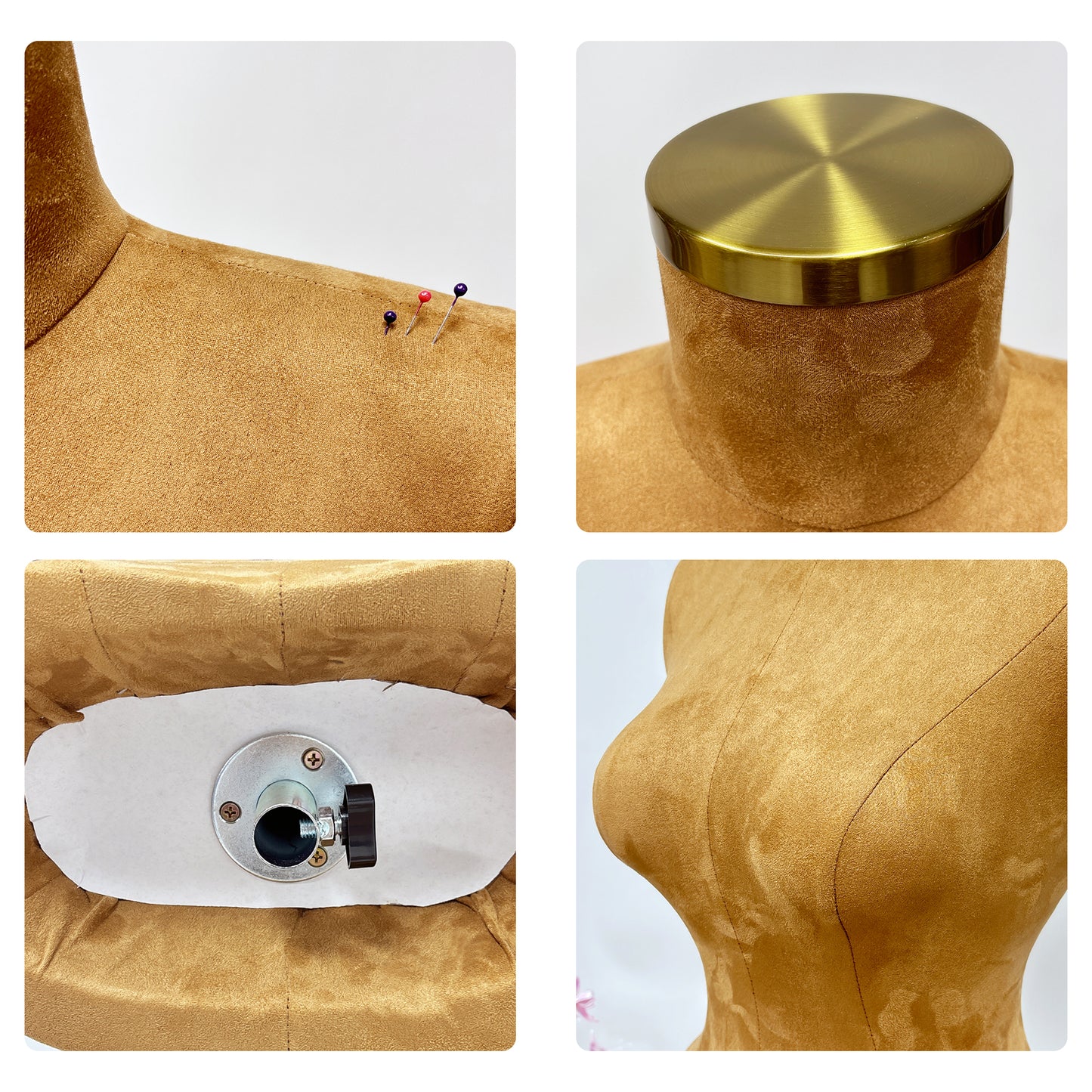 DELIANG Large Brown Suede Fiberglass Female Torso Mannequin – Headless Half Body Dress Form for Fashion Display
