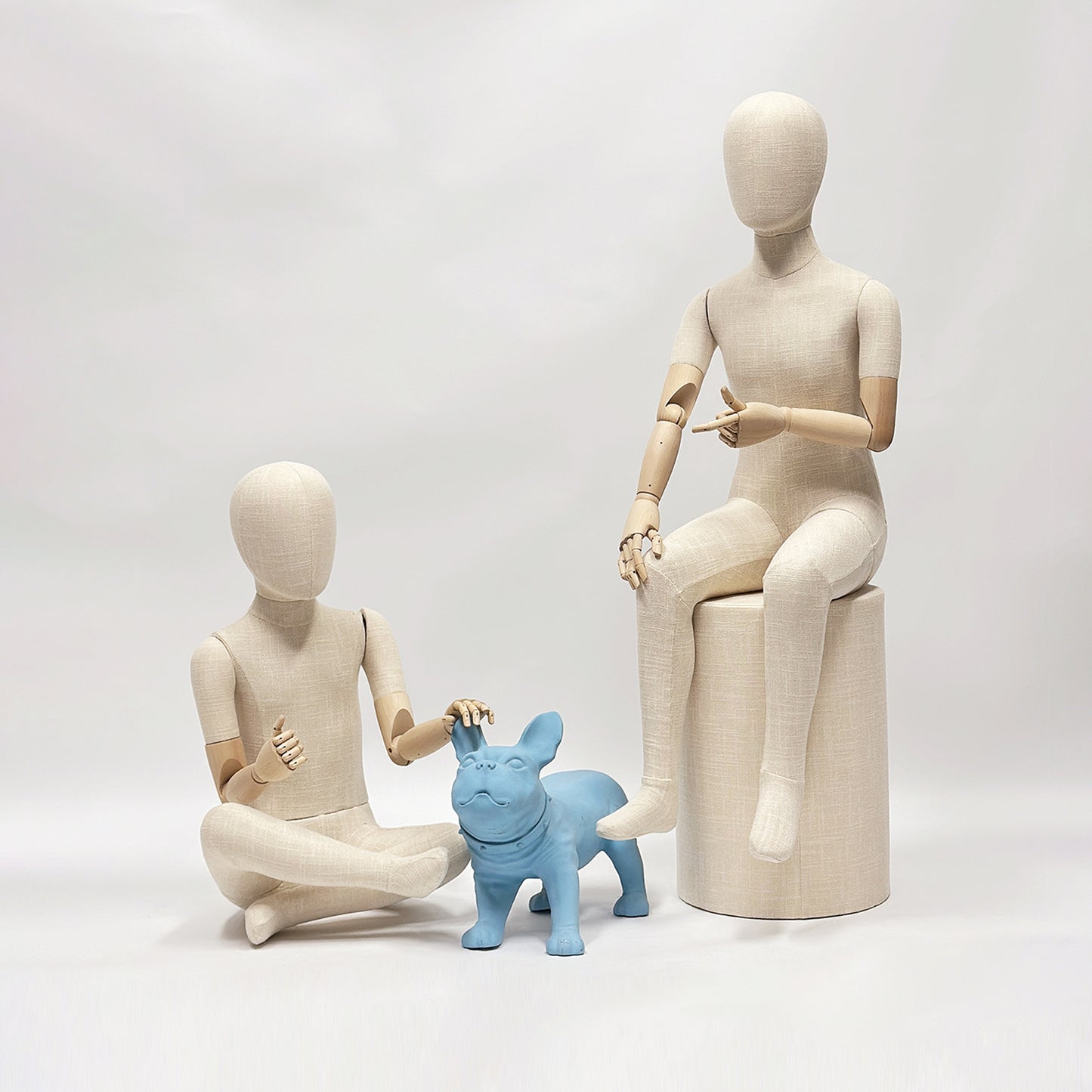 DELIANG Sitting Kids Mannequin – SML Size Canvas Child Dress Form With Wooden Arms