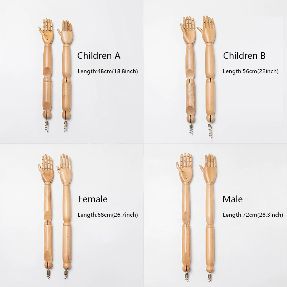 DE LIANG High-End Wooden Mannequin Arms – Flexible Joints for Professional Retail & Accessory Display