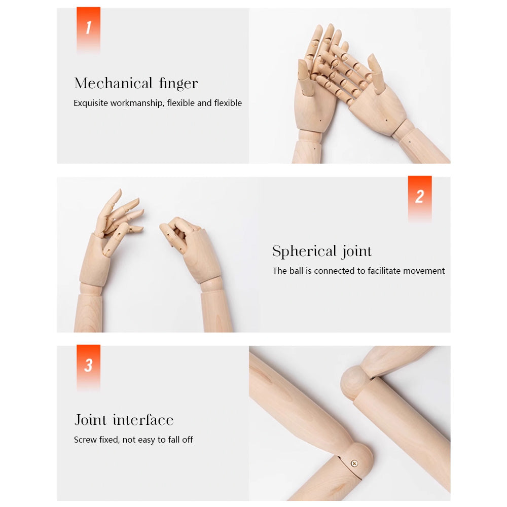 DE LIANG High-End Wooden Mannequin Arms – Flexible Joints for Professional Retail & Accessory Display