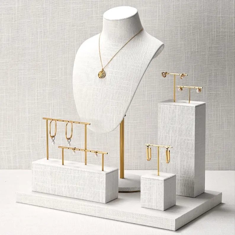 Elegant Linen Bust Form Display Set