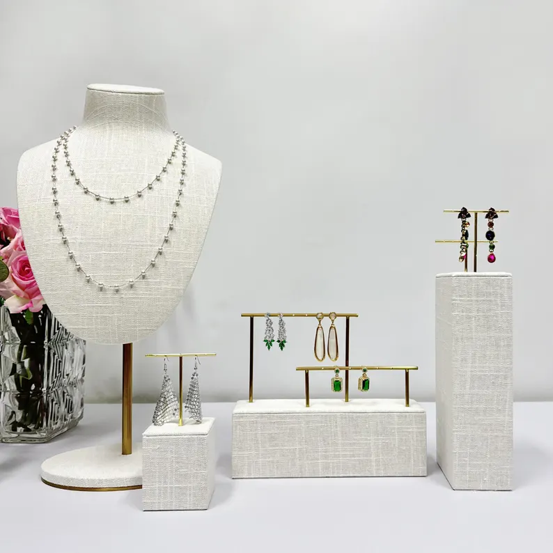 Elegant Linen Bust Form Display Set
