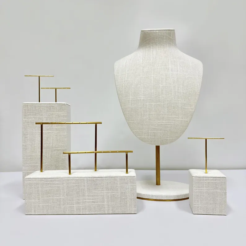 Elegant Linen Bust Form Display Set