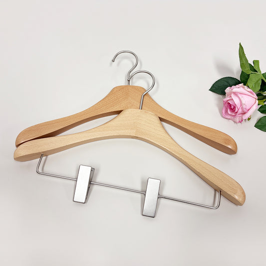 DE-LIANG Premium Beech Wooden Hangers Durable,Non Slip Coat Hangers Heavy Duty- Natural Solid Wood Hangers,Clothes Hangers with Chrome Swivel Hooks,Great for Jacket, Dress, Suit Hangers, Home-It