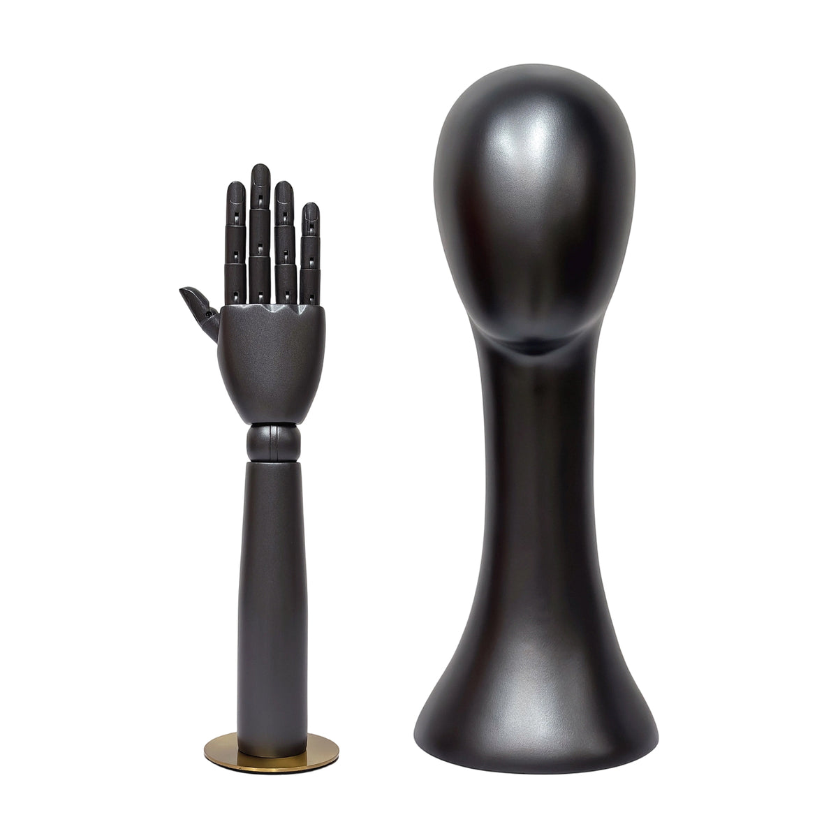 DE-LIANG Pearlescent Mannequin Head & Wooden Hand Display Set for Jewelry, Fashion & Retail