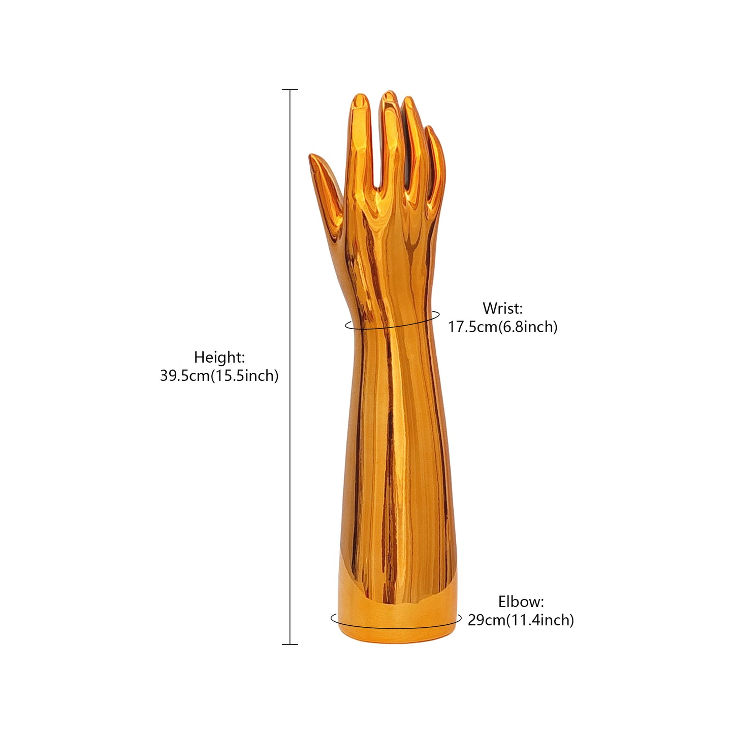 DE-LIANG Female Male Mannquin Hand, Wrist Brace Hands Mannequin, Elbow Wrist Protection Jewelry Display Stand, JewelryRose Gold&Chrome Silver*1pcs