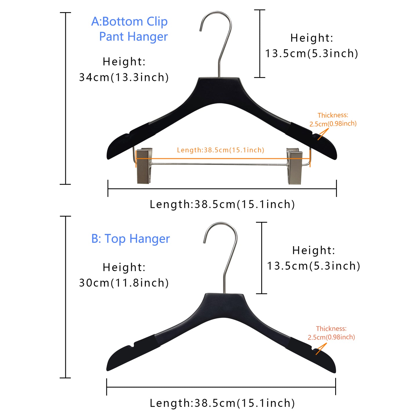 Black Velvet Wooden Clothes Hanger,Solid Wood Coat Jacket, Pants,Suit Hangers with Round Hook, No Logo, Price for 50pcs