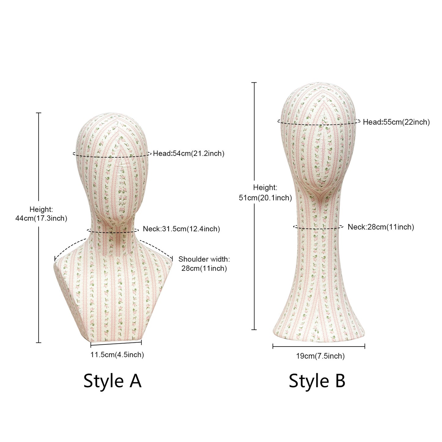 DE-LIANG New Fully Pinnable Linen Mannequin Head Form,Vintage Flower Mannequin Head Stand,Headband Wig Hat Jewelry Display Head Dummy DressForm Props
