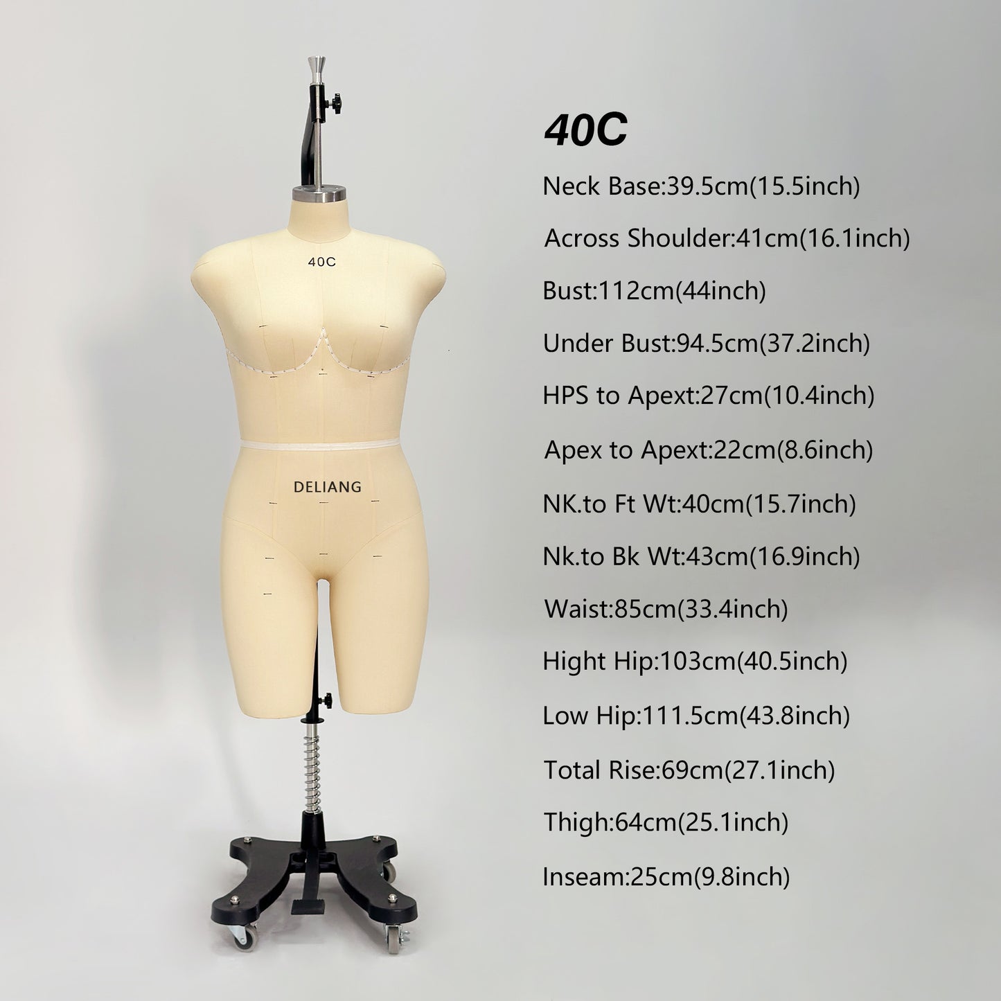 DE-LIANG Lingerie & Swimwear Dress Form for Pattern Making, Draping & Bra Fitting
