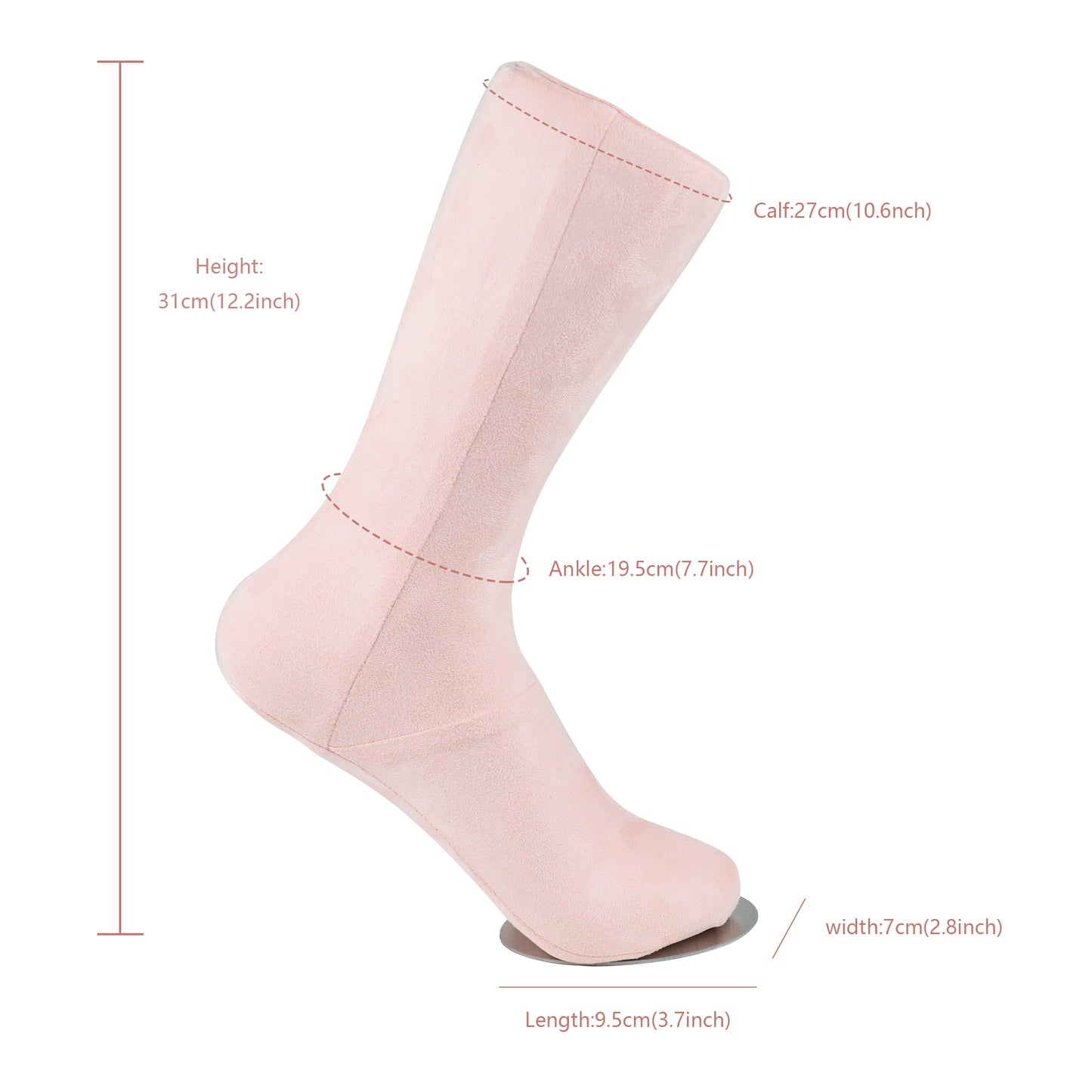 Velvet Foot Mannequin, Pink Suede Dress Form Display Shoes,Sock Display Fake Foot Prop,High-grade and Natural Feet Torso Model,Shoe Form DE-LIANG
