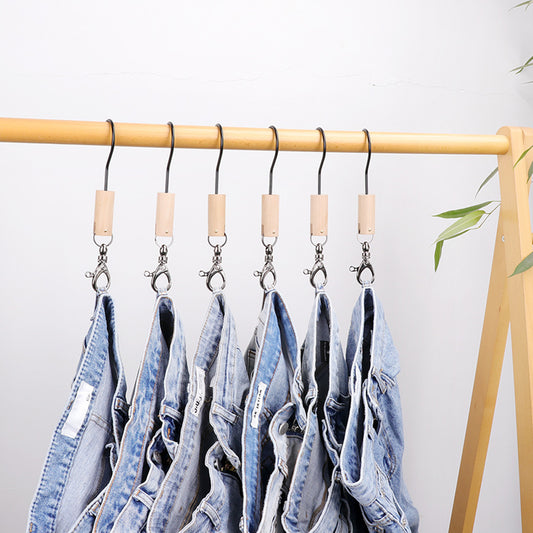 Solid Wood Metal Round Hook, Clothing Store Multifunctional Hooks for Jeans/Pants, Bathroom Towel Metal Clips,Scarf Hangers Racks Hook