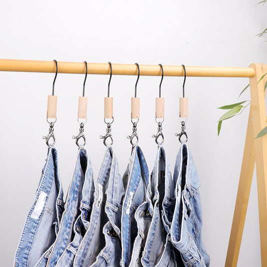 Solid Wood Metal Round Hook, Clothing Store Multifunctional Hooks for Jeans/Pants, Bathroom Towel Metal Clips,Scarf Hangers Racks Hook DE-LIANG