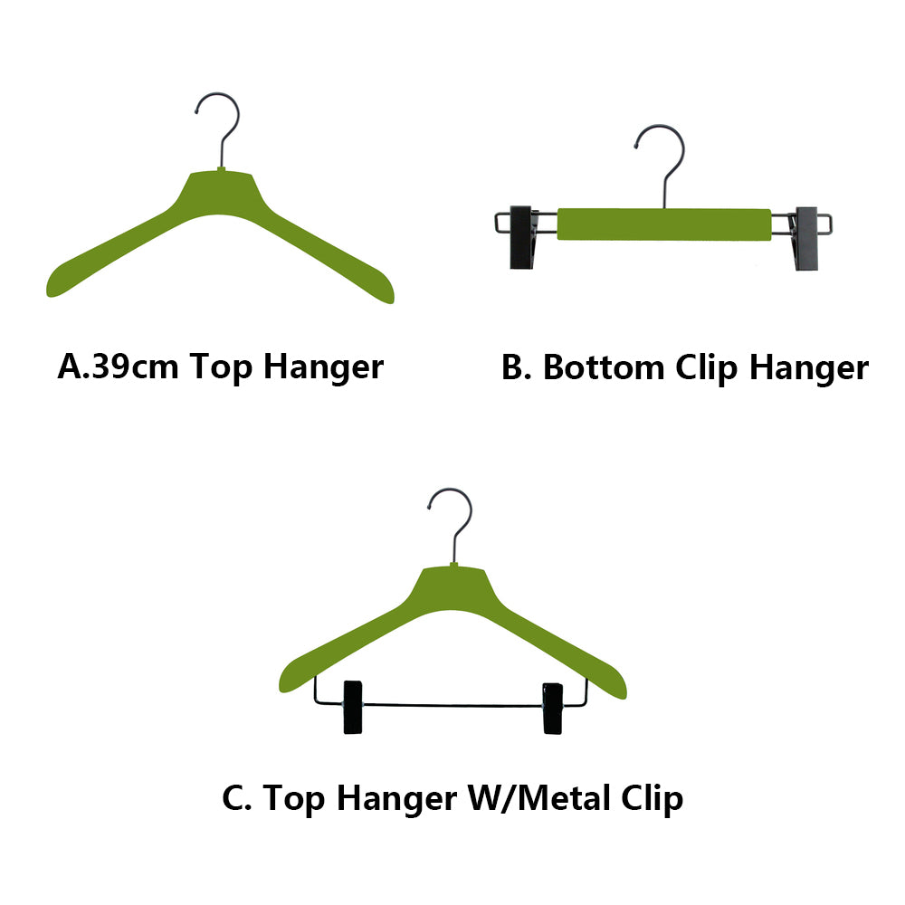 Green Velvet Plastic Hanger for Coat Pants Trouser, Men Woman Wedding dress bridal veil clothing hanger, velvet hanger customize De-Liang Dress Forms