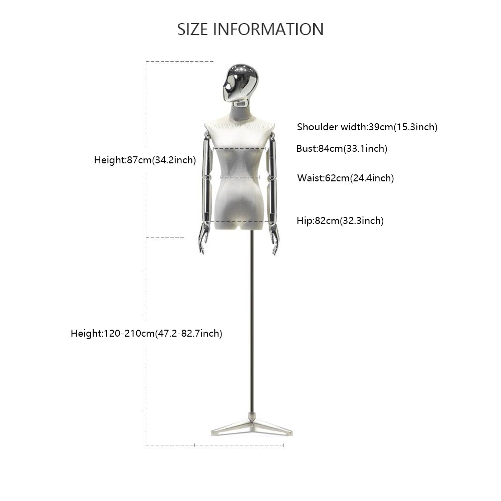 Newst Style Fashion Chrome Head Female Mannequin Torso,Half Body Mannequin Torso ,for Window Display De-Liang Dress Forms