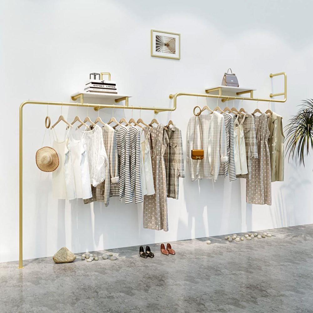 DE-LIANG Clothing Display Rack, Luxury Golden Color Hanging Hanger,Floor-Style High-Grade Shelf for Clothes Boutique DL196 250CM/300CM,DL195 200/250CM DE-LIANG