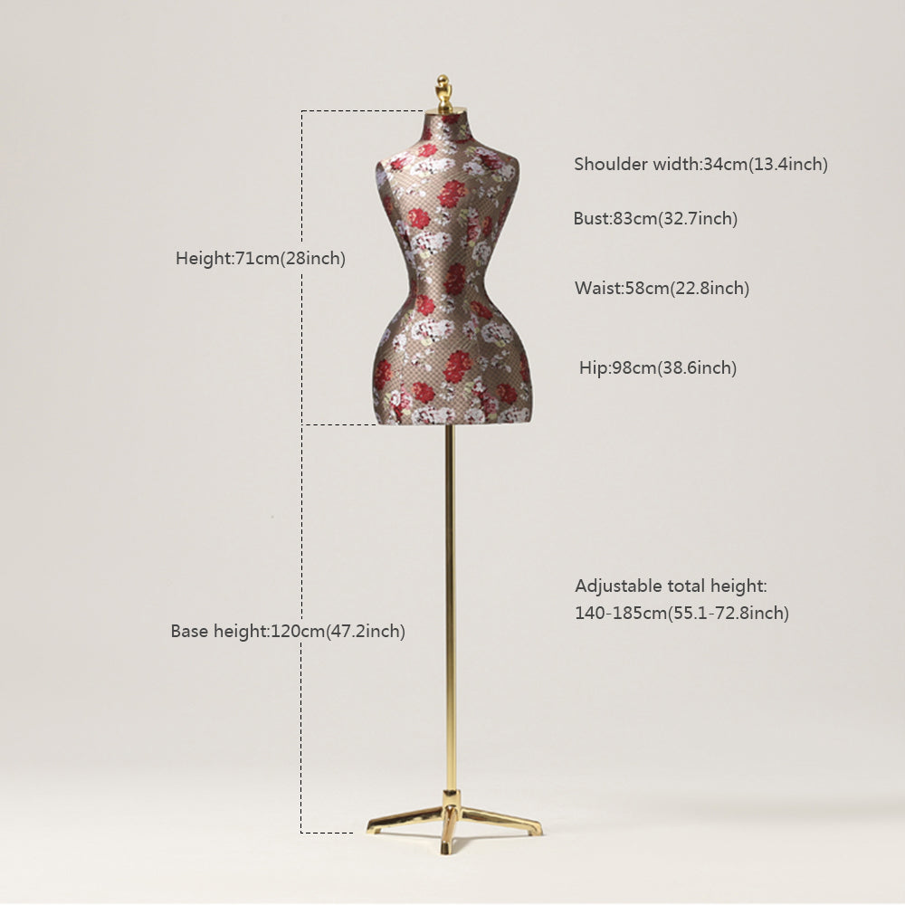 DE-LIANG Vintage Half Body Female Display Dress Form ,Color Fabric Mannequin Torso ,Large Hip Model for Clothing Window Display DE-LIANG