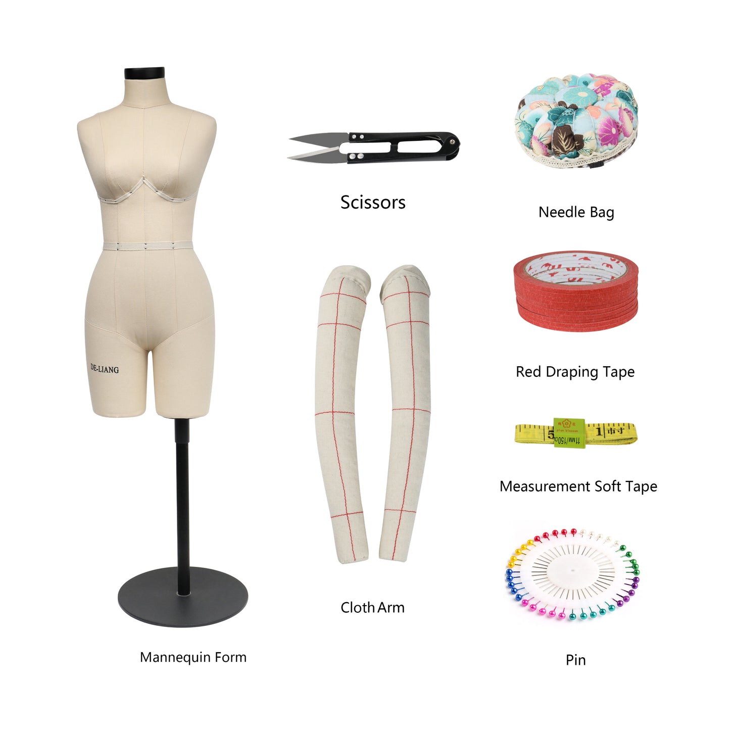 DE-LIANG Half Scale Dress Form 34B Size, Sewing Lingerie and Corsets Mannequin,Dressmaker Dummy, Half Size Miniature Underwear Bust Form for Tailor