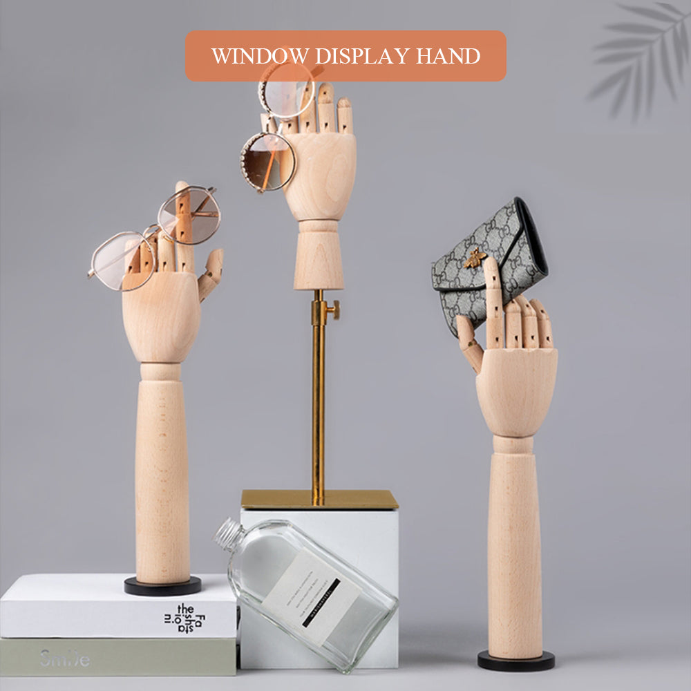 Solid Wood Hand Mannequin,Left and Right Hand Model Prop,Wooden Fake Hand for Glove and Jewelry Window Display Rack DeLiangDressForms
