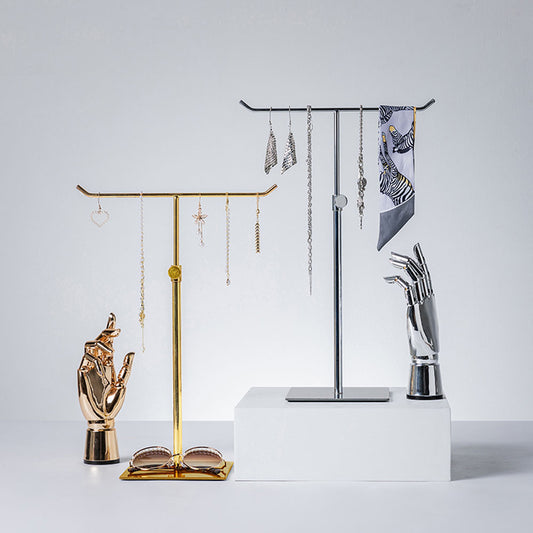 Fashion Jewelry Display Rack, Scarf Bag Organizer , Adjustable Height T-rack Holder, Ring/Earring Storage Prop for Boutique Counter Display DE-LIANG