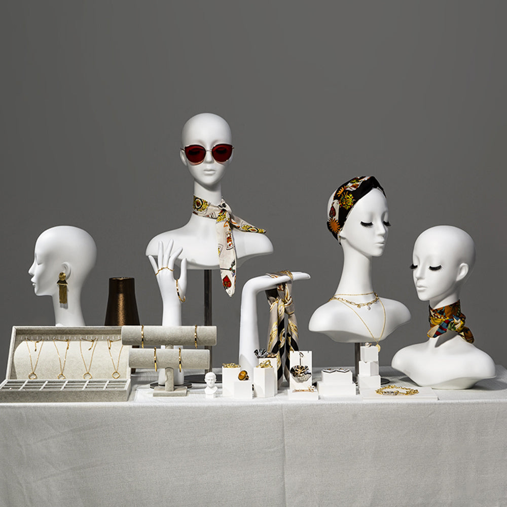Vintage White Mannequin Hand,Female Right and Left Hands Model for Jewelry Display,Wig Hat Stand,Headphone Stand Head,Dress Form Mold Dummy DE-LIANG
