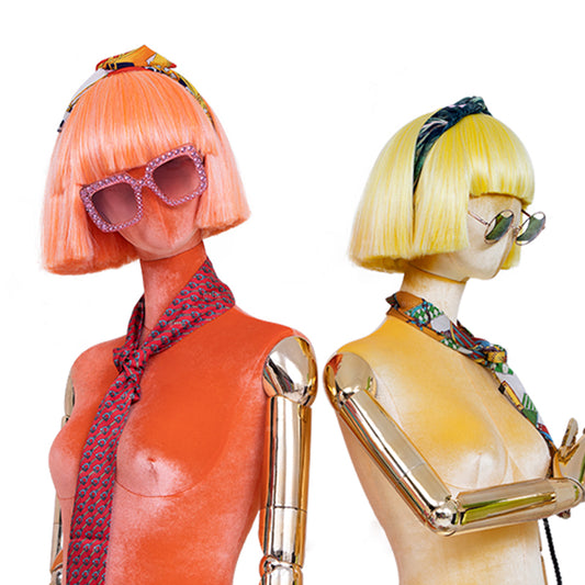 DE-LIANG Luxury Female BOBO Wigs, Candy-Colored Bangs Short Straight Hair,Women Hair for Clothing Store Mannequin Head Decoration,Dress Form Prop DE-LIANG
