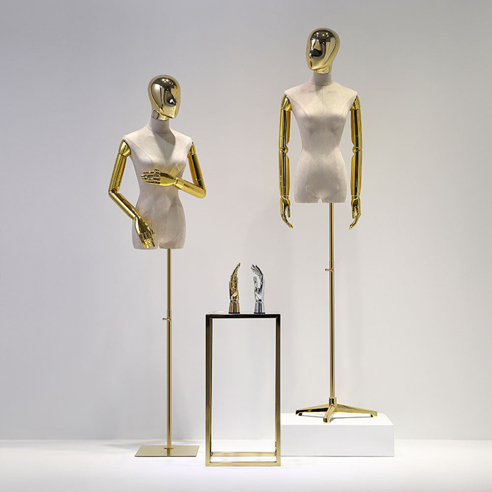 Newst Style Fashion Chrome Head Female Mannequin Torso,Half Body Mannequin Torso ,for Window Display De-Liang Dress Forms