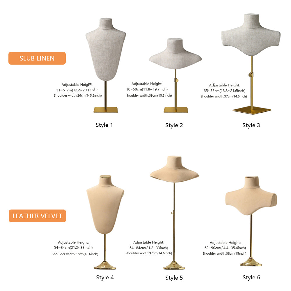 Adjustable Height Bust Form, Chest Mannequin for Jewelry Display,Fashion Necklace Display Holder,Model Torso for scarves Storage DE-LIANG