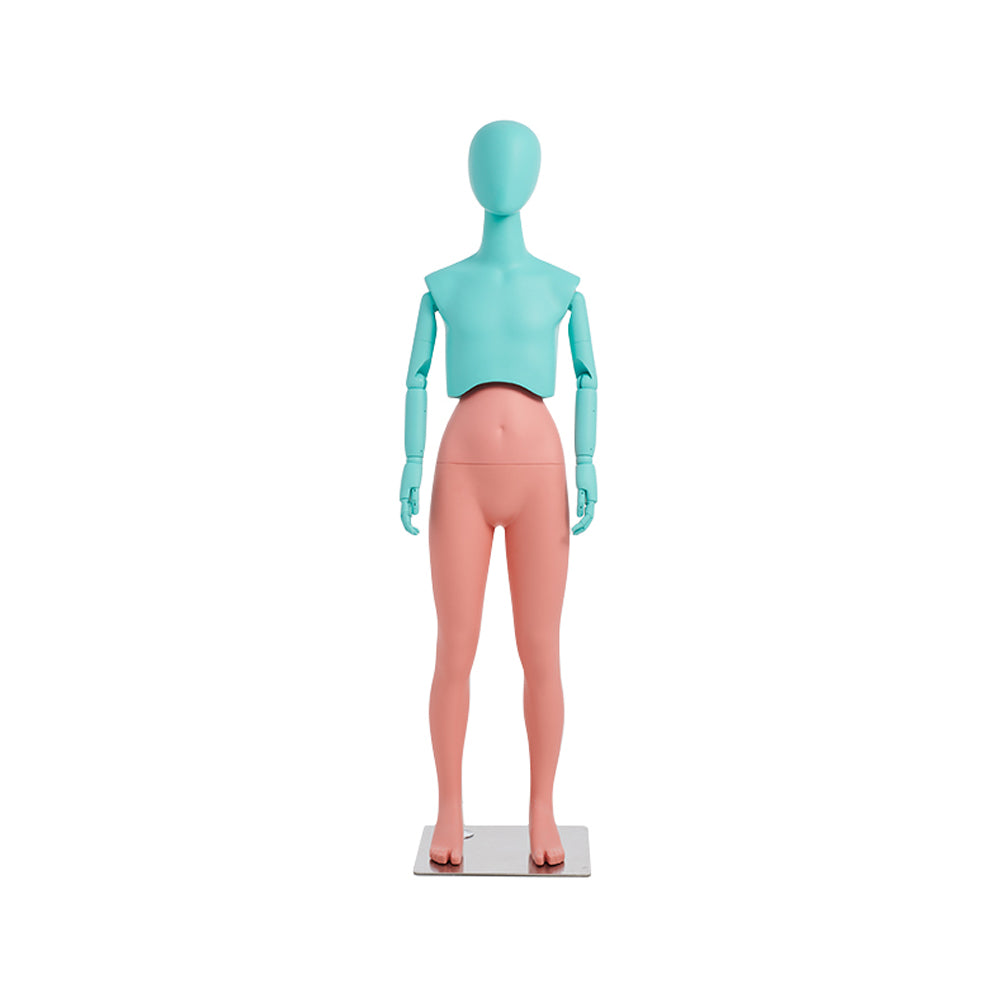 DE-LIANG Half Body Female Mannequin, Full Body Men Dress Form Dummy with Wooden Arms,Kid Twist Waist Style Model for Window Display De-Liang Dress Forms