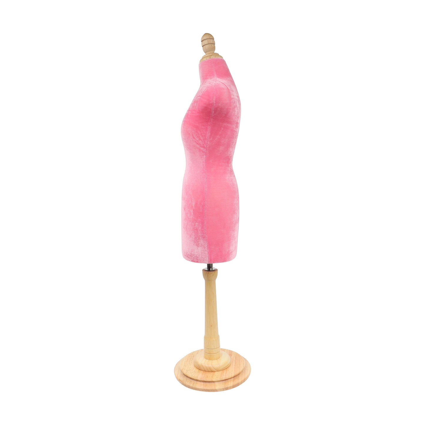 DE-LIANG Half scale mini dressform,DL803 fully pinnable tailor sewing pink velvet mannequin with wooden round base, not perfect but ok to draping sew DE-LIANG