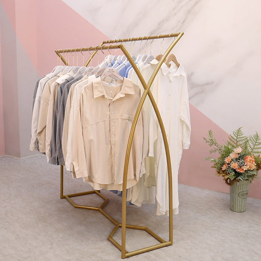 Creative clothes display stand,Golden X Shape High and Low Clothes Rack,Floor Style Shelf for Shop /Home Dress Form,Decoration Props Torso DE-LIANG