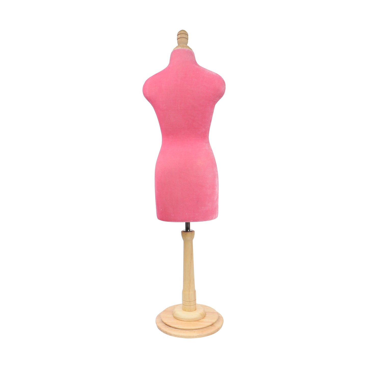 DE-LIANG Half scale mini dressform,DL803 fully pinnable tailor sewing pink velvet mannequin with wooden round base, not perfect but ok to draping sew DE-LIANG