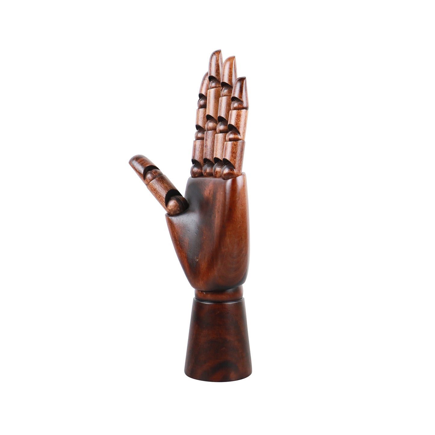 Vintage Dark Red Wood Hand Mannequin, Female Artist Palm Manikin with Movable Joints,Drawing Arm,25 CM Left Wooden Mannequin Hand for Nails DE-LIANG