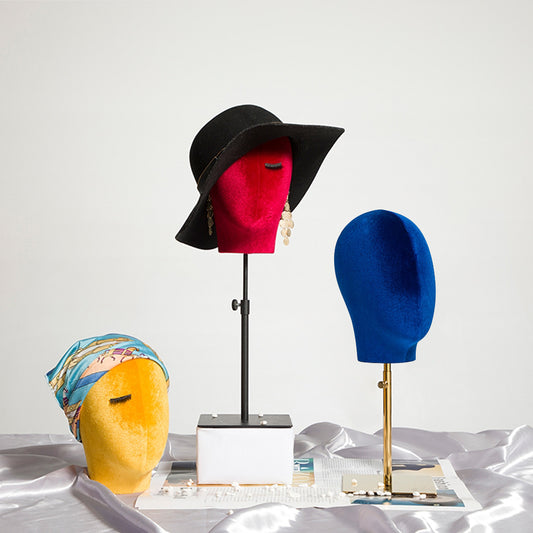 Fashion Colorful Head Mannequin, Velvet Headpiece Model Props,Wig/Earring Dummy Mannequin Head for Window Display,Head Block Dress Form DE-LIANG