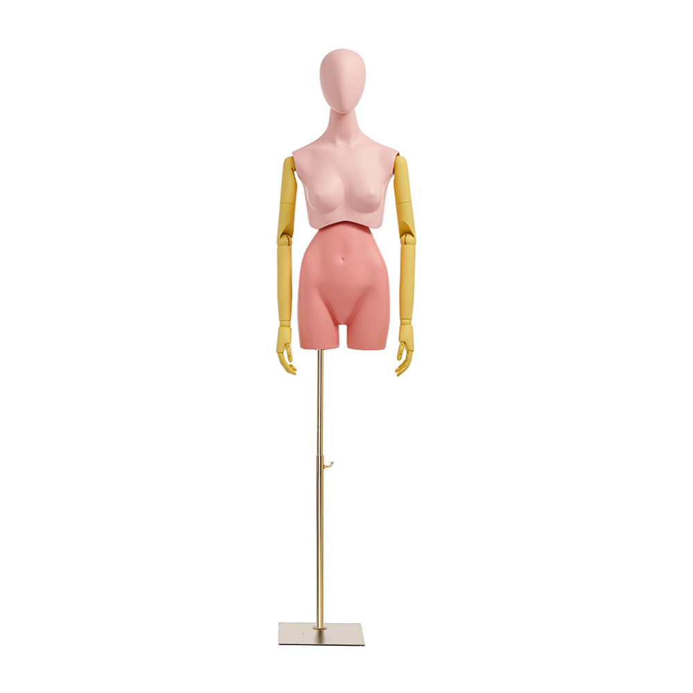 DE-LIANG Half Body Female Mannequin, Full Body Men Dress Form Dummy with Wooden Arms,Kid Twist Waist Style Model for Window Display De-Liang Dress Forms